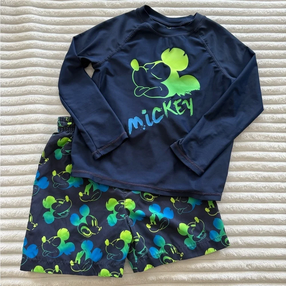 Disney Mickey Mouse bathing suit Set - Navy and Lime